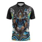 Gold Coast Titans Zipper Polo Shirt The Scream of Lightning Eyes - Indigenous Dot Ripping Effect