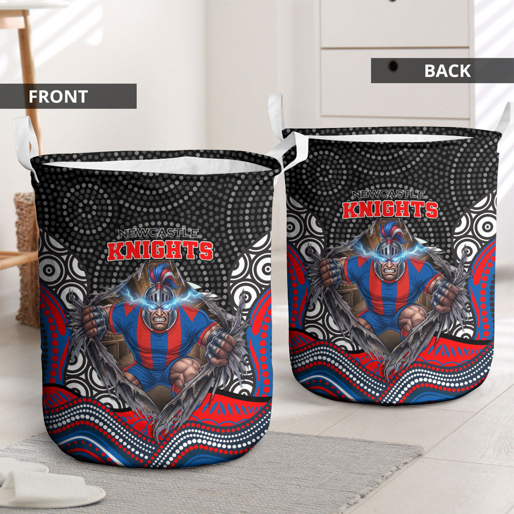 Newcastle Knights Laundry Basket The Scream of Lightning Eyes - Indigenous Dot Ripping Effect