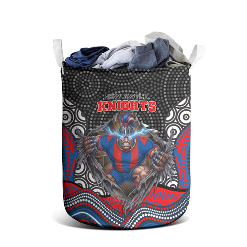 Newcastle Knights Laundry Basket The Scream of Lightning Eyes - Indigenous Dot Ripping Effect