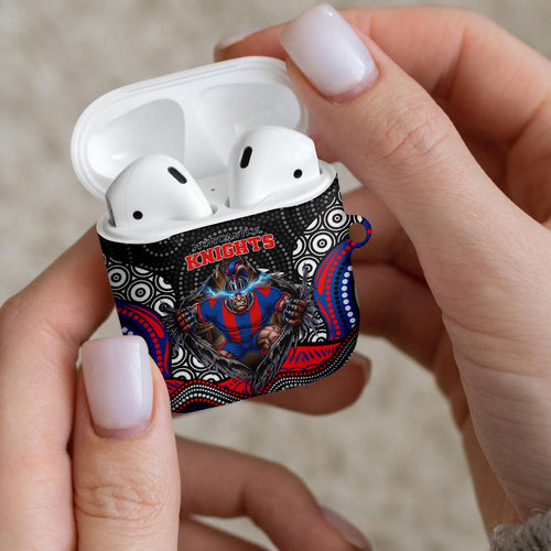 Newcastle Knights AirPods Case The Scream of Lightning Eyes - Indigenous Dot Ripping Effect