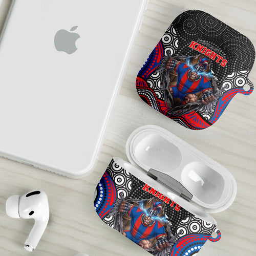 Newcastle Knights AirPods Case The Scream of Lightning Eyes - Indigenous Dot Ripping Effect