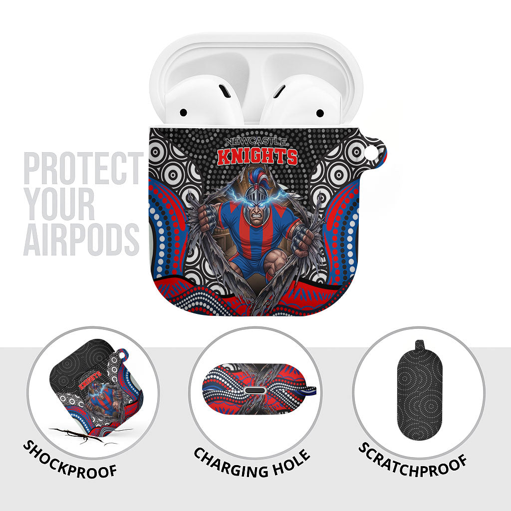 Newcastle Knights AirPods Case The Scream of Lightning Eyes - Indigenous Dot Ripping Effect