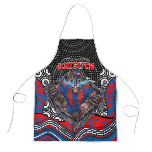 Newcastle Knights Apron The Scream of Lightning Eyes - Indigenous Dot Ripping Effect