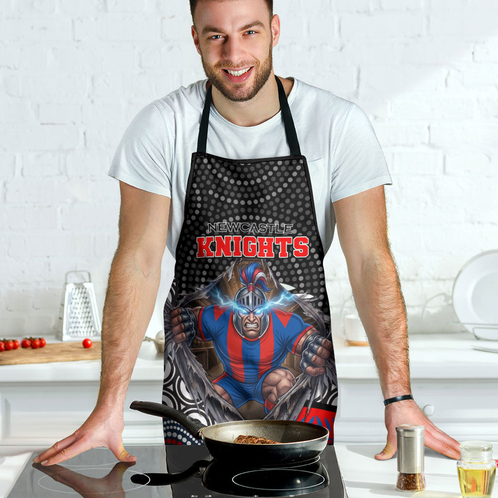 Newcastle Knights Apron The Scream of Lightning Eyes - Indigenous Dot Ripping Effect