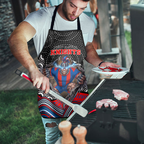 Newcastle Knights Apron The Scream of Lightning Eyes - Indigenous Dot Ripping Effect