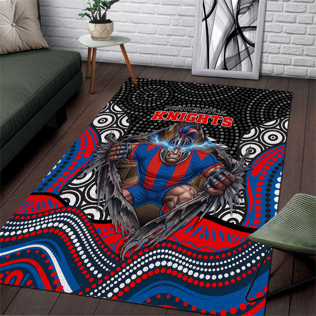 Newcastle Knights Area Rug The Scream of Lightning Eyes - Indigenous Dot Ripping Effect