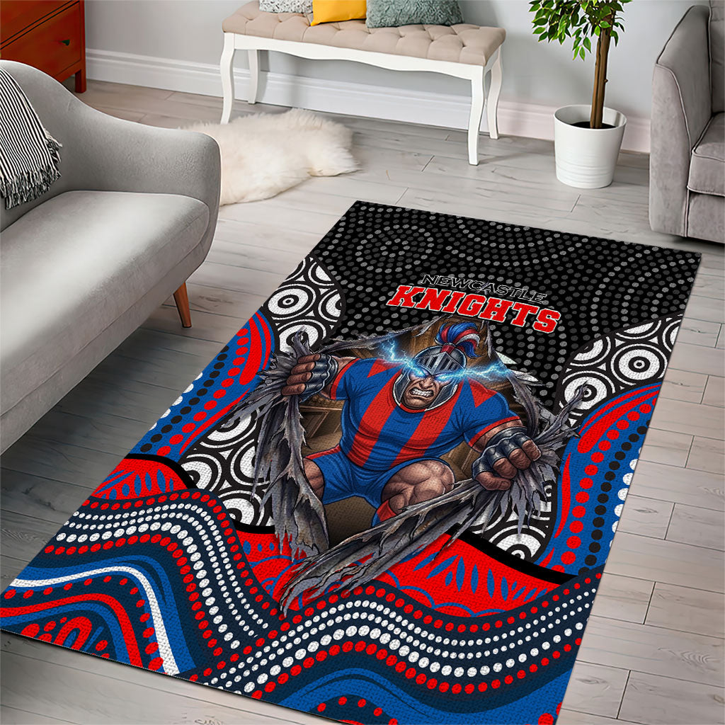 Newcastle Knights Area Rug The Scream of Lightning Eyes - Indigenous Dot Ripping Effect