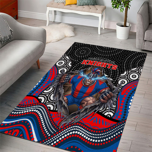 Newcastle Knights Area Rug The Scream of Lightning Eyes - Indigenous Dot Ripping Effect