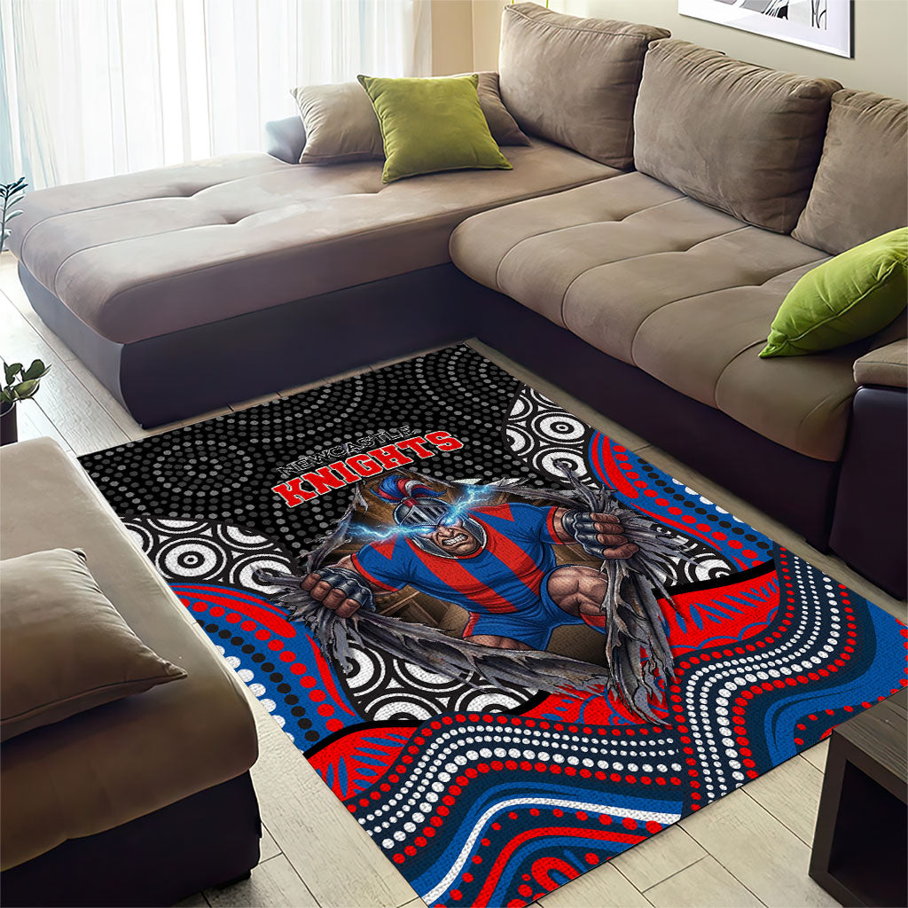 Newcastle Knights Area Rug The Scream of Lightning Eyes - Indigenous Dot Ripping Effect