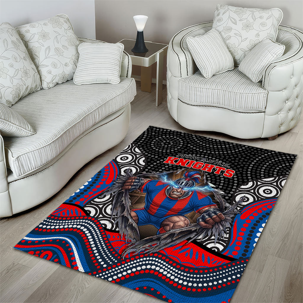 Newcastle Knights Area Rug The Scream of Lightning Eyes - Indigenous Dot Ripping Effect