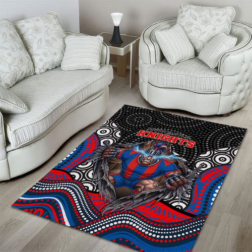 Newcastle Knights Area Rug The Scream of Lightning Eyes - Indigenous Dot Ripping Effect