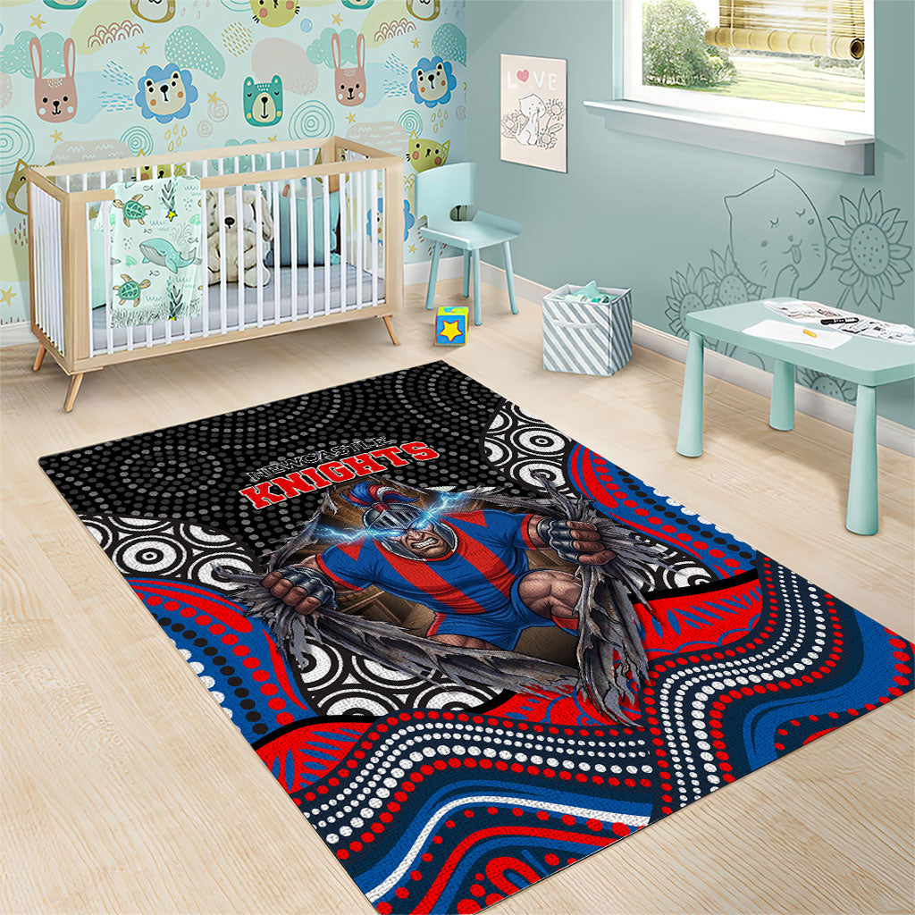 Newcastle Knights Area Rug The Scream of Lightning Eyes - Indigenous Dot Ripping Effect