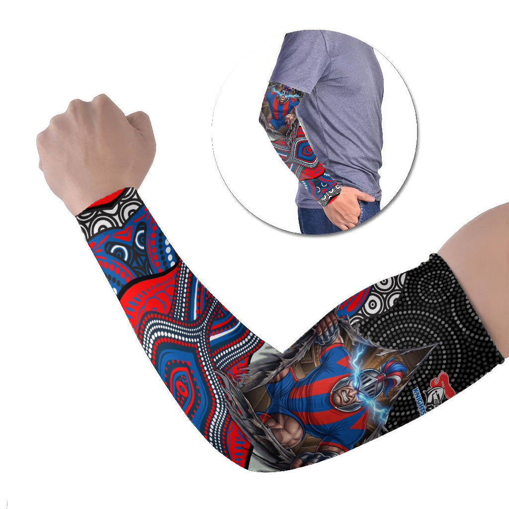 Newcastle Knights Arm Sleeves The Scream of Lightning Eyes - Indigenous Dot Ripping Effect