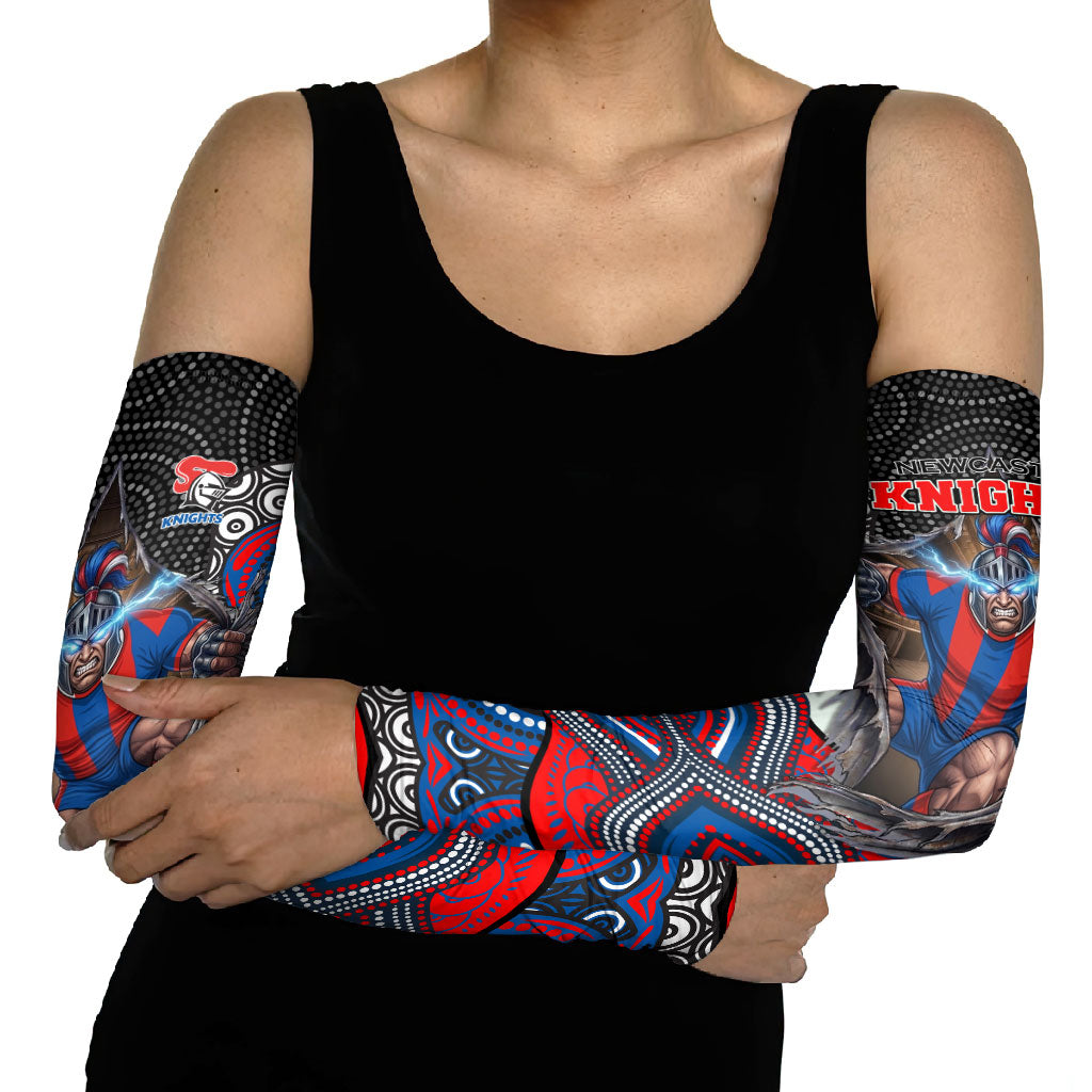 Newcastle Knights Arm Sleeves The Scream of Lightning Eyes - Indigenous Dot Ripping Effect
