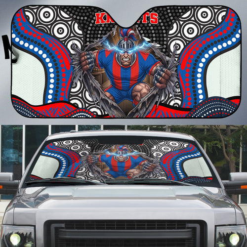 Newcastle Knights Auto Sun Shade The Scream of Lightning Eyes - Indigenous Dot Ripping Effect