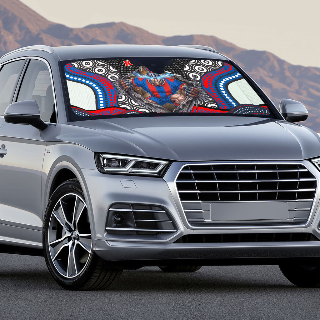 Newcastle Knights Auto Sun Shade The Scream of Lightning Eyes - Indigenous Dot Ripping Effect