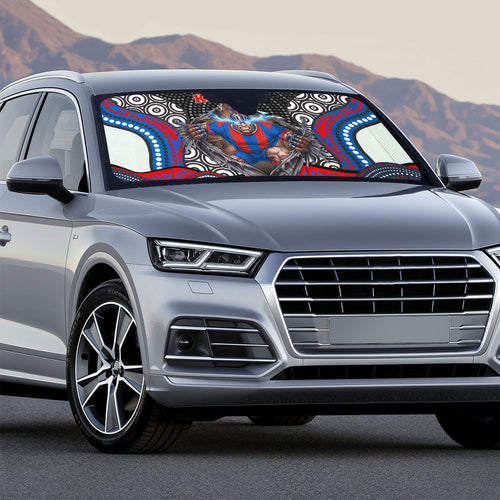 Newcastle Knights Auto Sun Shade The Scream of Lightning Eyes - Indigenous Dot Ripping Effect
