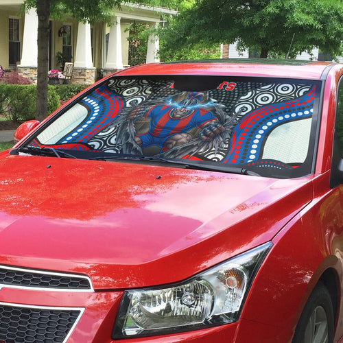 Newcastle Knights Auto Sun Shade The Scream of Lightning Eyes - Indigenous Dot Ripping Effect