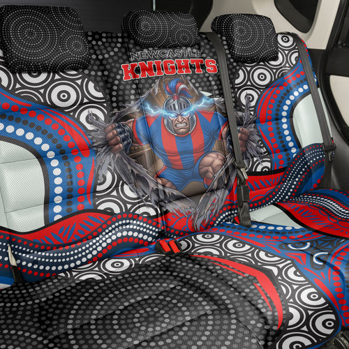 Newcastle Knights Back Car Seat Cover The Scream of Lightning Eyes - Indigenous Dot Ripping Effect