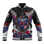 Newcastle Knights Baseball Jacket The Scream of Lightning Eyes - Indigenous Dot Ripping Effect