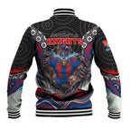 Newcastle Knights Baseball Jacket The Scream of Lightning Eyes - Indigenous Dot Ripping Effect
