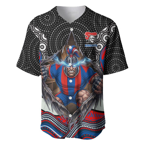 Newcastle Knights Baseball Jersey The Scream of Lightning Eyes - Indigenous Dot Ripping Effect