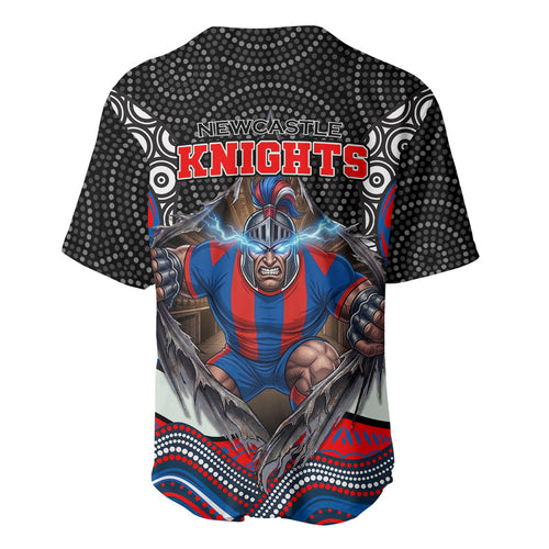 Newcastle Knights Baseball Jersey The Scream of Lightning Eyes - Indigenous Dot Ripping Effect