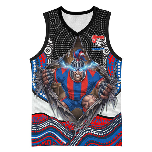 Newcastle Knights Basketball Jersey The Scream of Lightning Eyes - Indigenous Dot Ripping Effect