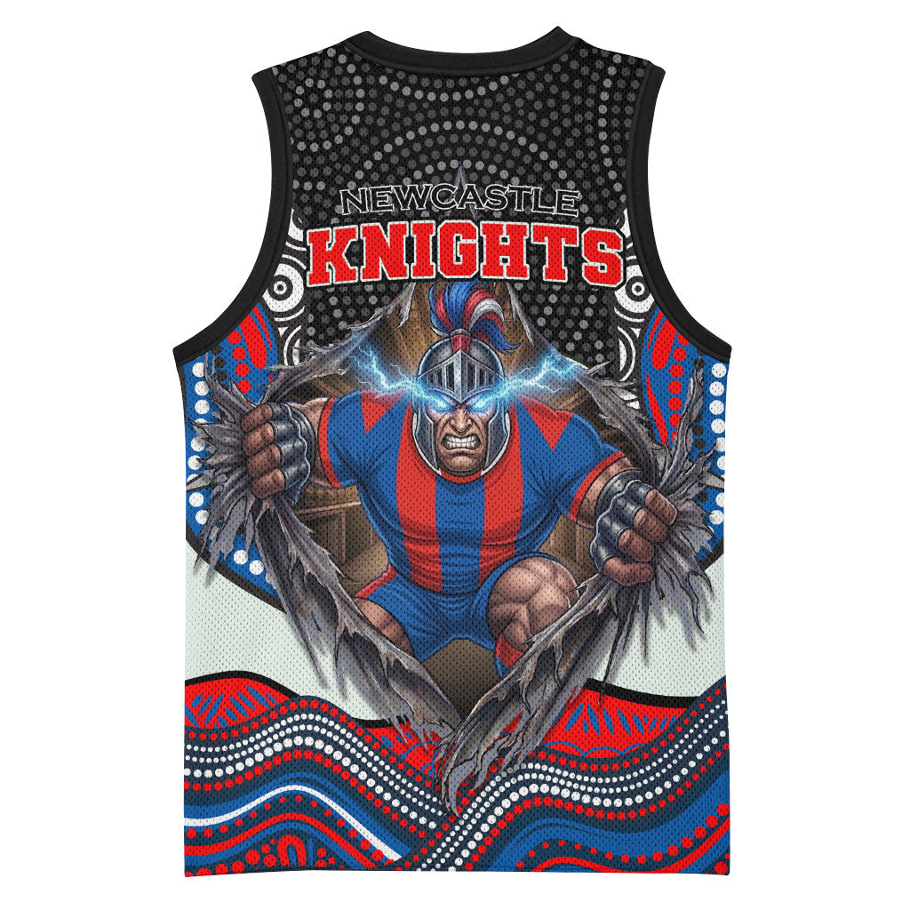 Newcastle Knights Basketball Jersey The Scream of Lightning Eyes - Indigenous Dot Ripping Effect