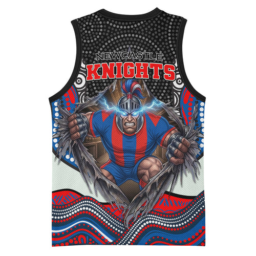 Newcastle Knights Basketball Jersey The Scream of Lightning Eyes - Indigenous Dot Ripping Effect
