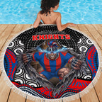 Newcastle Knights Beach Blanket The Scream of Lightning Eyes - Indigenous Dot Ripping Effect