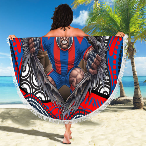 Newcastle Knights Beach Blanket The Scream of Lightning Eyes - Indigenous Dot Ripping Effect
