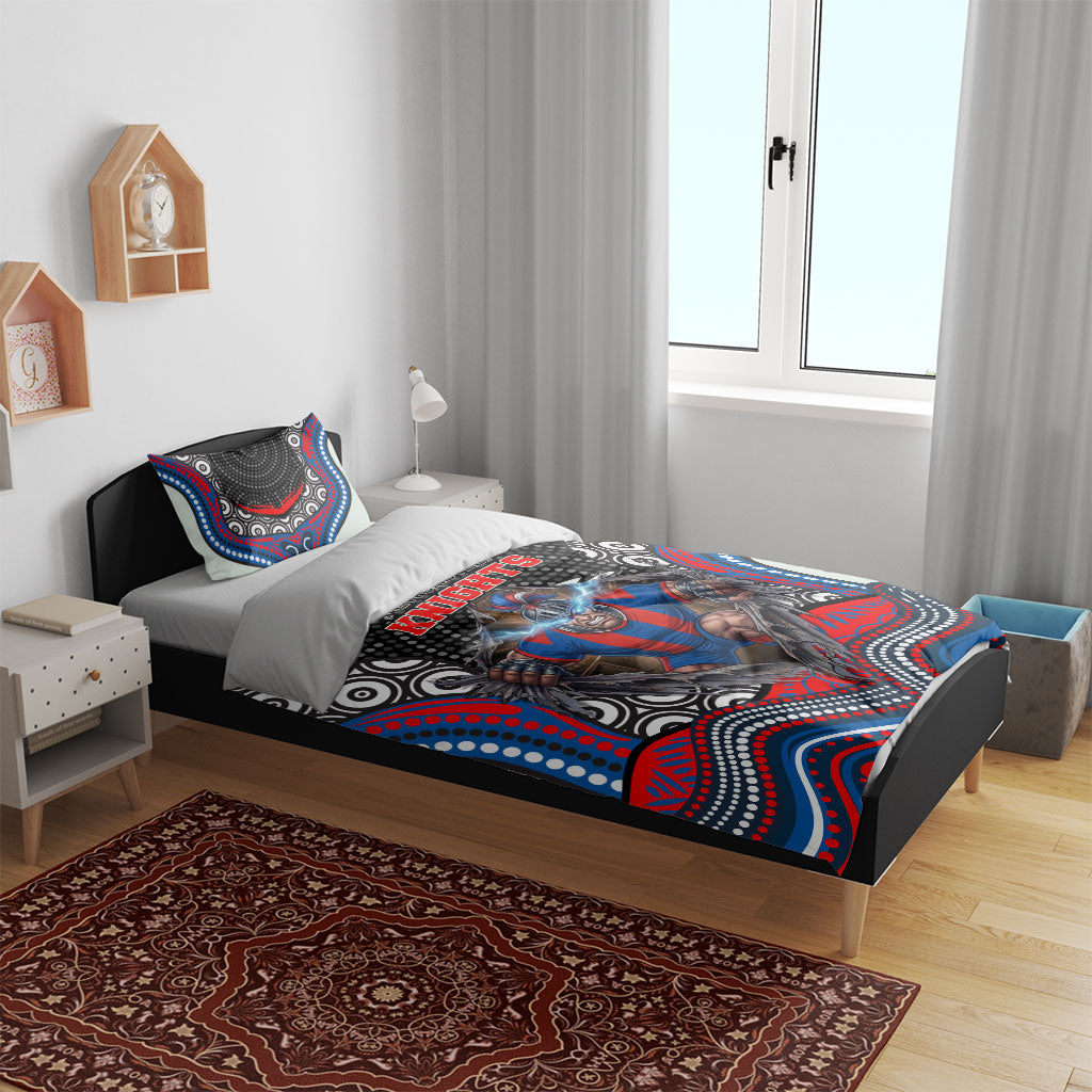 Newcastle Knights Bedding Set The Scream of Lightning Eyes - Indigenous Dot Ripping Effect