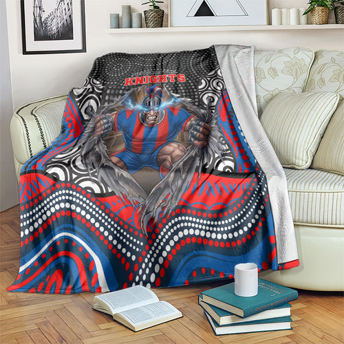 Newcastle Knights Blanket The Scream of Lightning Eyes - Indigenous Dot Ripping Effect