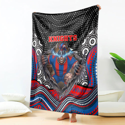 Newcastle Knights Blanket The Scream of Lightning Eyes - Indigenous Dot Ripping Effect