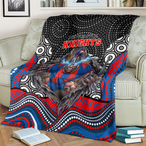 Newcastle Knights Blanket The Scream of Lightning Eyes - Indigenous Dot Ripping Effect