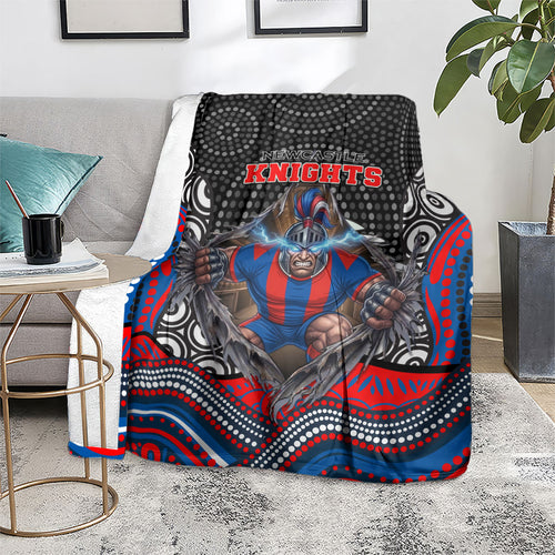 Newcastle Knights Blanket The Scream of Lightning Eyes - Indigenous Dot Ripping Effect