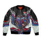 Newcastle Knights Bomber Jacket The Scream of Lightning Eyes - Indigenous Dot Ripping Effect