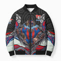 Newcastle Knights Bomber Puffer Jacket The Scream of Lightning Eyes - Indigenous Dot Ripping Effect