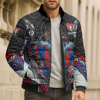 Newcastle Knights Bomber Puffer Jacket The Scream of Lightning Eyes - Indigenous Dot Ripping Effect