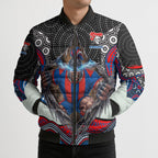 Newcastle Knights Bomber Puffer Jacket The Scream of Lightning Eyes - Indigenous Dot Ripping Effect