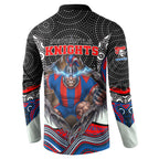 Newcastle Knights Button Sweatshirt The Scream of Lightning Eyes - Indigenous Dot Ripping Effect
