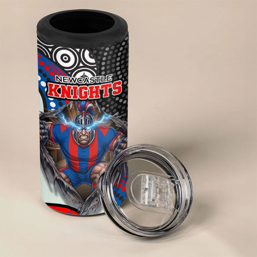 Newcastle Knights 4 in 1 Can Cooler Tumbler The Scream of Lightning Eyes - Indigenous Dot Ripping Effect