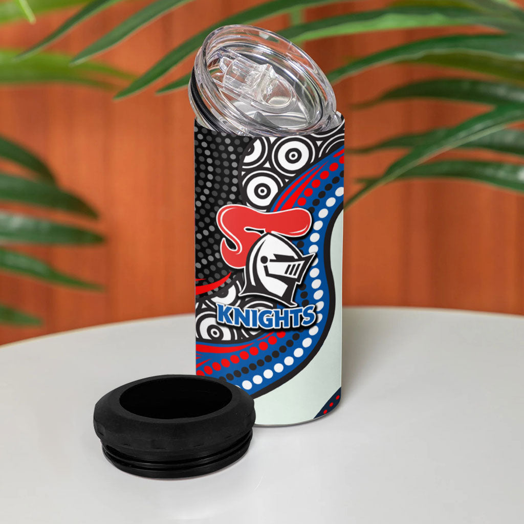 Newcastle Knights 4 in 1 Can Cooler Tumbler The Scream of Lightning Eyes - Indigenous Dot Ripping Effect