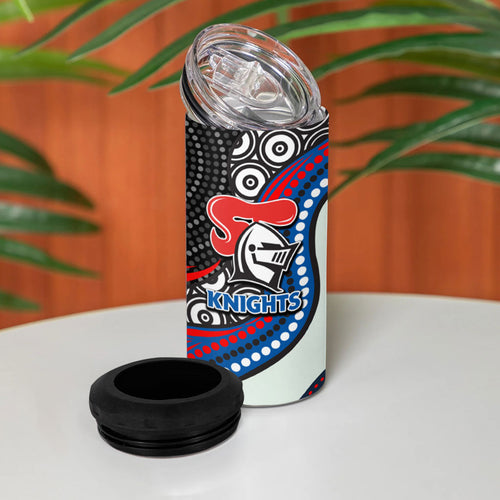 Newcastle Knights 4 in 1 Can Cooler Tumbler The Scream of Lightning Eyes - Indigenous Dot Ripping Effect