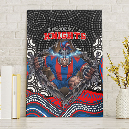 Newcastle Knights Canvas Wall Art The Scream of Lightning Eyes - Indigenous Dot Ripping Effect