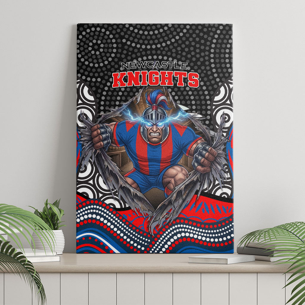 Newcastle Knights Canvas Wall Art The Scream of Lightning Eyes - Indigenous Dot Ripping Effect