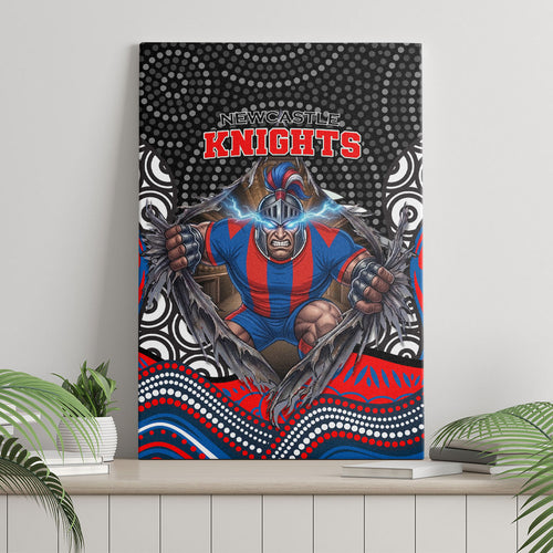 Newcastle Knights Canvas Wall Art The Scream of Lightning Eyes - Indigenous Dot Ripping Effect