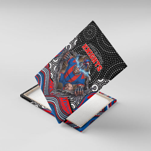 Newcastle Knights Canvas Wall Art The Scream of Lightning Eyes - Indigenous Dot Ripping Effect