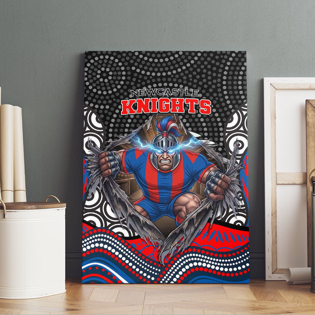Newcastle Knights Canvas Wall Art The Scream of Lightning Eyes - Indigenous Dot Ripping Effect